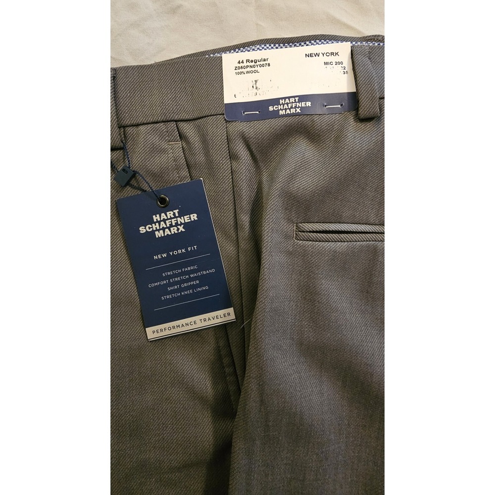 Hart Schaffner Marx 44 Reg New York Wool Suit Dress Pants Unhemmed Gray NWT L529 - Picture 2 of 4